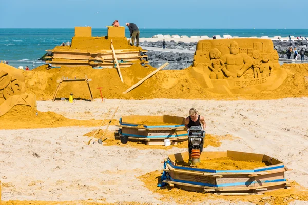 Preparação de festival de escultura de areia — Fotografia de Stock