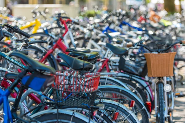 The big number of City Bicycles on a parking — Stock Photo, Image