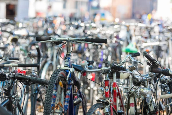 A big number of City Bicycles on a parking — Stock Photo, Image