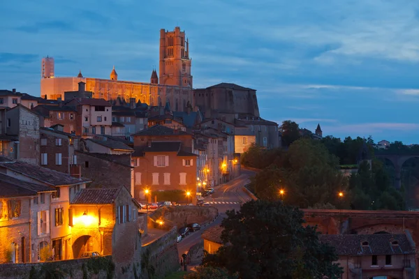 Widok z Albi, Francja w nocy — Zdjęcie stockowe