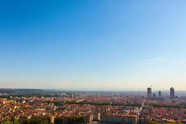 Vue aérienne panoramique de Lyon d'en haut — Photo