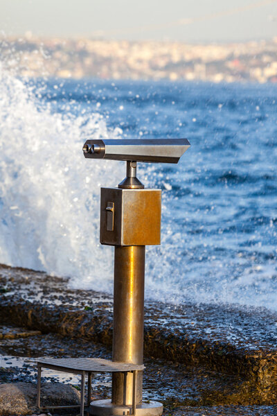 Telescope overlooking for the sea in Istanbul
