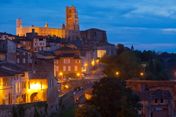 Widok z Albi, Francja w nocy — Zdjęcie stockowe