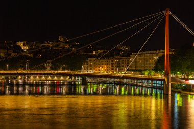 Lyon, Fransa Cityscape geceleri