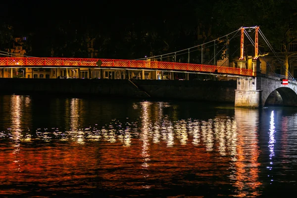 Cityscape of Lyon, France at night — Stock Photo, Image