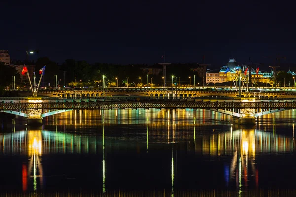 Lyon, Fransa Cityscape geceleri — Stok fotoğraf