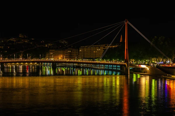 Cityscape of Lyon, France at night — Stock Photo, Image