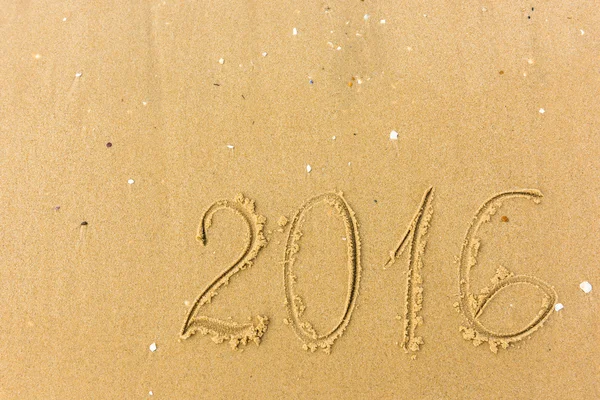 Έτος 2016 στην άμμο παραλία — Φωτογραφία Αρχείου