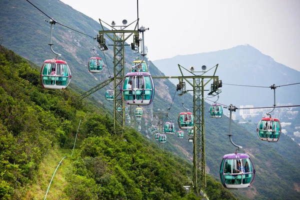 Cable cars over tropical trees — Stock Photo, Image