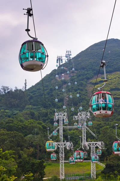 Cable cars over tropical trees — Stock Photo, Image