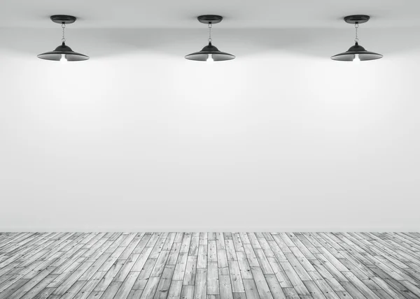 Lámparas de fondo interiores sobre la pared blanca 3d render —  Fotos de Stock
