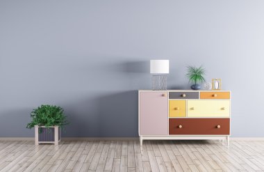 İç bir oda ile kabine 3d render