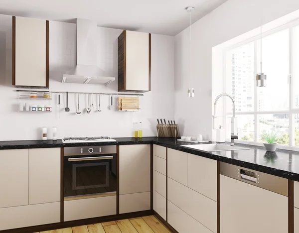 Cucina moderna interni rendering 3d — Foto Stock