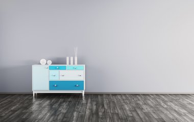 İç bir oda ile kabine 3d render