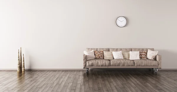 Interno moderno di una stanza con divano 3d render — Foto Stock