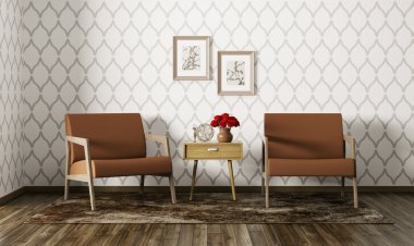 Oturma odası koltuk 3d render ile iç