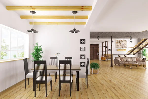 Interior da sala de jantar 3d render — Fotografia de Stock