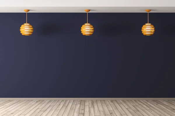Innenraumhintergrund mit drei Lampen 3D-Rendering — Stockfoto
