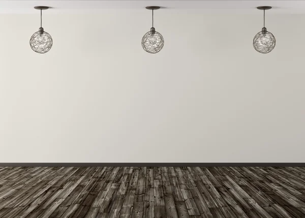 Три лампы на фоне бежевой стены 3D рендеринг — стоковое фото