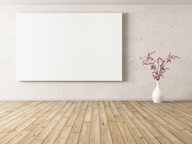 Büyük poster 3d render ile iç arka plan
