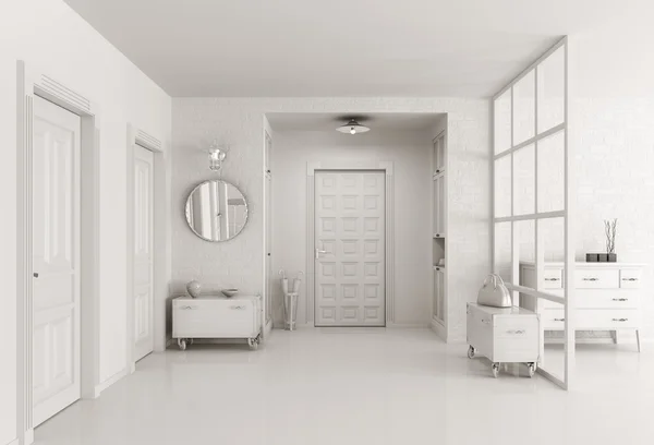 Sala blanca interior 3d render — Foto de Stock