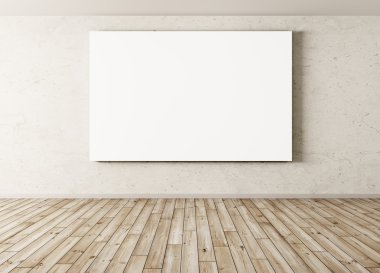 Büyük poster 3d render ile boş iç arka plan