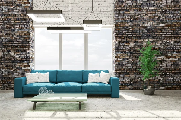 Interior of living room with sofa 3d rendering — Stock Photo, Image