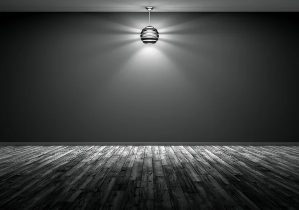 Lampe sur fond intérieur mur noir rendu 3d — Photo