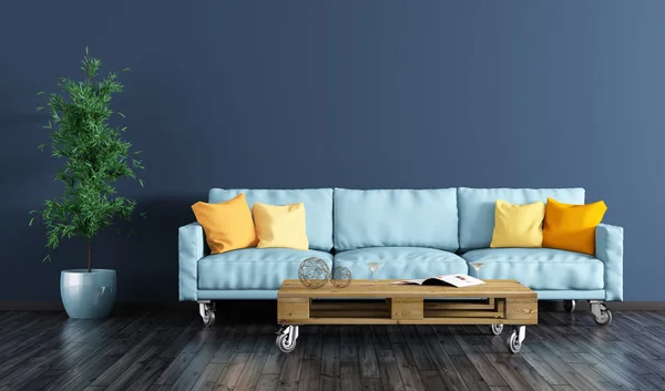 Interior ruang tamu dengan sofa 3d render — Stok Foto