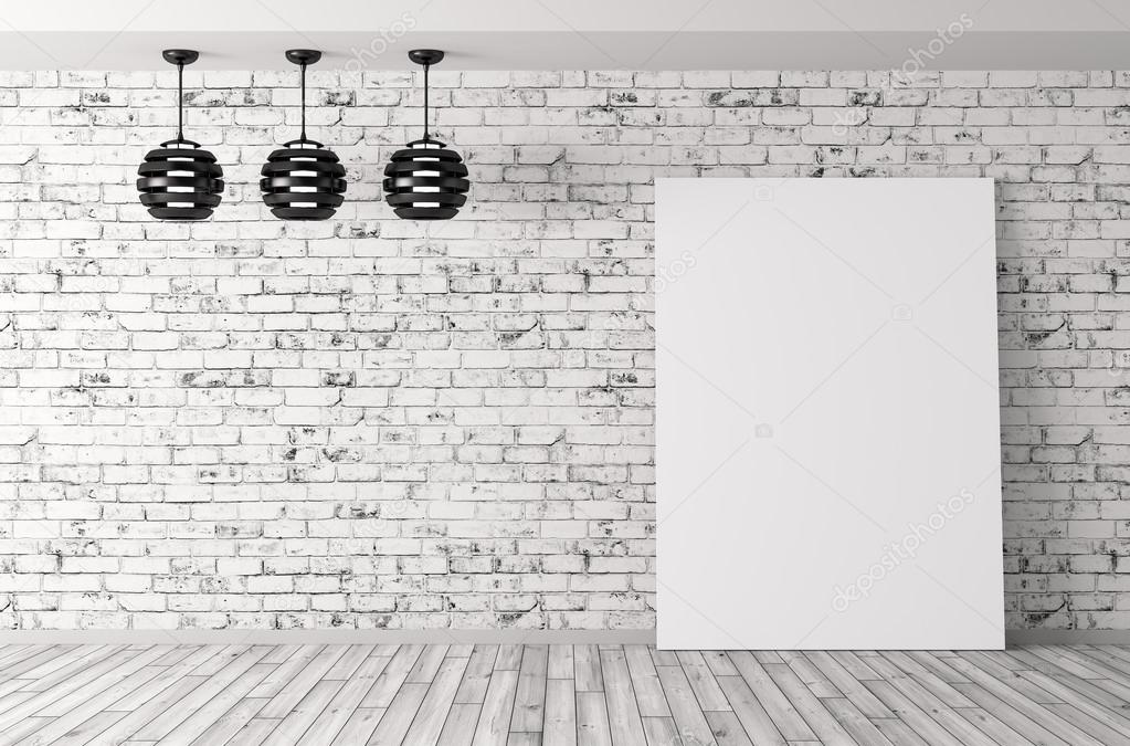 Room with lamps and poster background 3d rendering Stock Photo by ©scovad  106731278