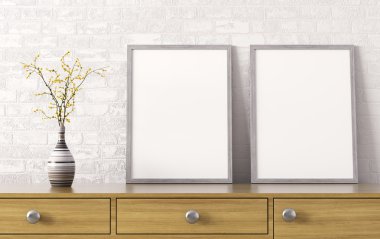 İki Çekmeceli 3d render afişlerde