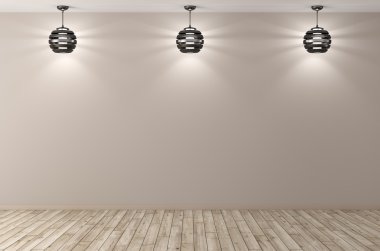 Üç lambalar 3d render ile iç arka plan
