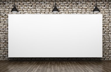 Üç lambaları ve poster iç arka plan 3d render