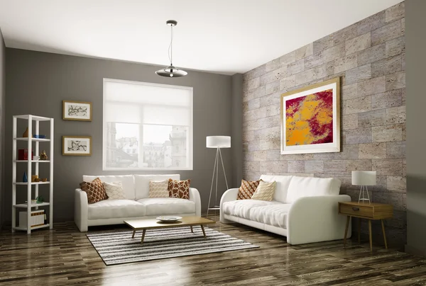 Modernt vardagsrum 3d-rendering — Stockfoto