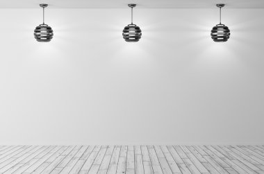 Üç lambalar 3d render ile iç arka plan