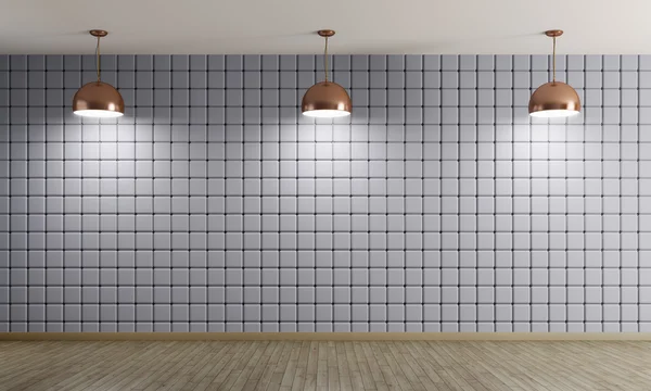 Lampes en cuivre sur fond bleu mur intérieur 3d renderi — Photo