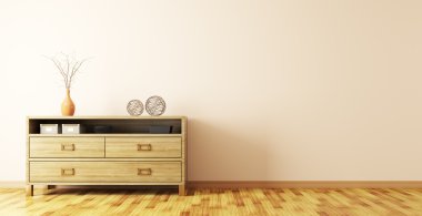 İç ahşap şifoniyer 3d render ile