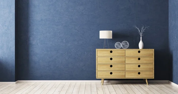 Quarto Interiorof com gabinete de madeira 3d renderização — Fotografia de Stock