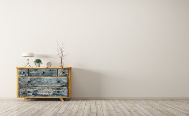 İç ahşap dolap 3d render ile