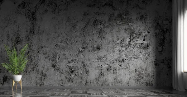 Sala Estar Vacía Fondo Interior Grunge Pared Estuco Hormigón Negro — Foto de Stock