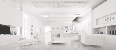 İç modern beyaz daire panoramik