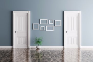  Interior with two doors and frames clipart