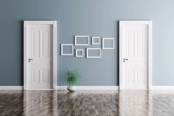 Intérieur avec deux portes et cadres — Photo