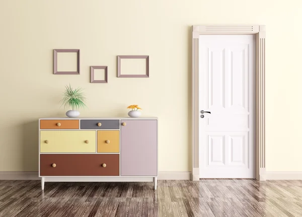 Interior with door and chest of drawers — Stock Photo, Image