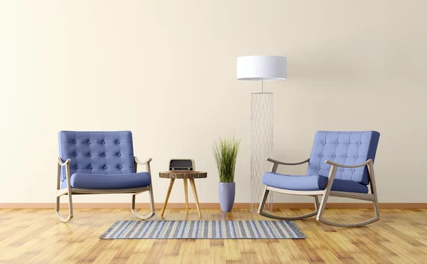 Interior of a room with two rocking chairs 3d render — Stock Photo, Image