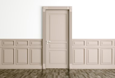 Klasik bej kapı 3d render ile iç