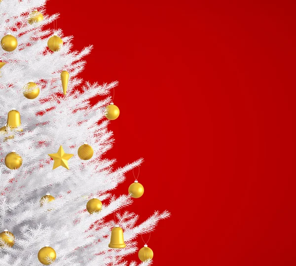 Árvore de Natal branco sobre vermelho 3d renderização — Fotografia de Stock