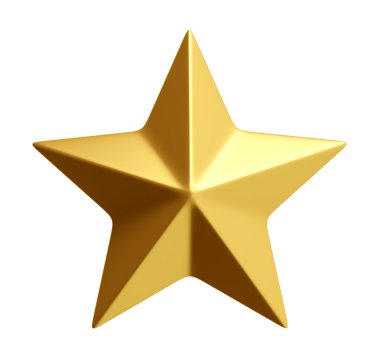 Altın yıldız izole 3d render