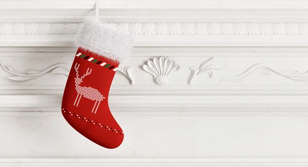 Vermelho Natal meia 3d renderização — Fotografia de Stock