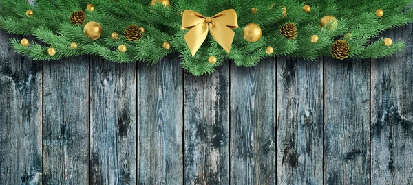Vánoční ozdoba nad Dřevěná prkna 3d vykreslování — Stock fotografie
